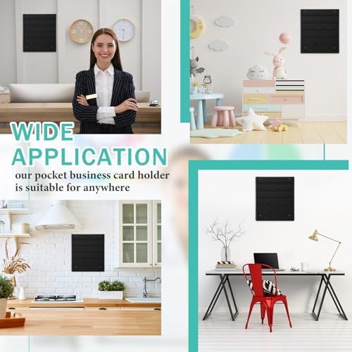 Suzile 2 Pcs 48 Business Card Holder Wall Mount 24 pockets each Business Card Display Wall with Hanging Hardware Acrylic Business Multiple Sticker Display for Office Home, 17.7'' x 15.7'', Black - Image 6