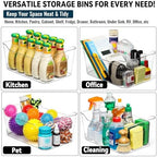 12 PACK Multi-Use Clear Plastic Storage Bins for Organizing w/ Labels - Home, Kitchen, Pantry, Bathroom, Office, Cabinet Shelf Organizer Bins - SOHO Collection, RV, Fridge Organization Containers -XL - Image 6