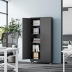 Fesbos Metal Rolling Storage Cabinet-74.6” Tall Steel File Cabinets with Wheels Lockable Doors and Adjustable Shelves-Black Steel Storage Cabinet for Home, School, Office, Garage - Image 2