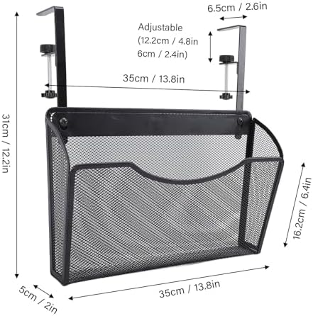 Fockety Desk Side Storage, No Drill Steel Under Desk Storage Laptop Holder, Mesh Hanging Desk Organizer, Clamp On Desk Shelf, Side Desk Organizer, Desk Storage Holder for Office and Home - Image 7