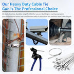 Heavy Steel Cable Tie Tool：Stainless Steel Zip Tie Gun, Metal Tie Wrap Gun Kit, Duty Outdoor Adjustable Fastening Cutting Tie Tool Sets with 100pcs Self-Locking Metal Steel Zip Ties CHUSHUYI - Image 6