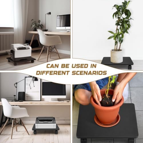 Beeveer 2 Pcs Black Under Desk Printer Stand 15.8 x 13.8 x 3.2 Inches - Image 4