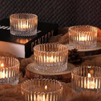 HAVITI 24 Pcs Large Tea Light Holders, Clear Glass Candle Holders, Votive Candle Holders for Table Centerpiece Wedding Table Decor(1.57" H 2.64" D) - Image 3