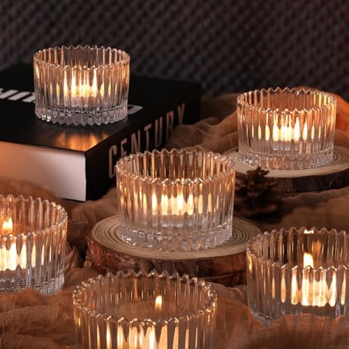 HAVITI 24 Pcs Large Tea Light Holders, Clear Glass Candle Holders, Votive Candle Holders for Table Centerpiece Wedding Table Decor(1.57" H 2.64" D) - Image 3