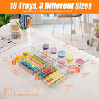 Criusia 18 Pcs Large Size Clear Drawer Organizer Set, Acrylic Non Slip Non Cracking Kitchen Drawer Storage Tray Divider, Multifunctional Storage for Cosmetics, Bathroom, Tools, Kitchen and Office - Image 2