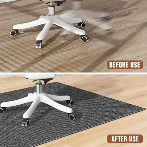 KMAT Office Chair Mat, 45x53in Heavy Duty Hardwood/Tile Floor Protector, Floor Mat Computer Desk Mat for Rolling Chairs, Work, Study, Office, Black - Image 7
