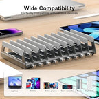 Elestoria 10-Slot Vertical Laptop Stand & Holder – Adjustable Aluminum Laptop Stand Vertical for Desk Fits 10 Devices, MacBook & Gaming Laptops (Up to 17.3”) – Space Saving Laptop Storage Rack - Grey - Image 4