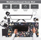 ARTSO Desk Mat, Large Gaming Mouse Pad Wrist Support Set, Ergonomic Keyboard Wrist Rest Desk Pad with Coaster Combo, Extended Mousepad with Non-Slip for Home Office, Flowers Plants - Image 3