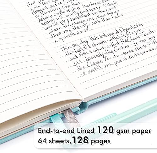 feela 5 Pack Notebooks Journals Bulk, Hardcover Notebook Classic Ruled Lined Journals with Pen Holder for Women Girls School Business Supplies, with 5 Black Pens, 120 GSM, 5.1”x8.3”, A5,Sky Blue - Image 3