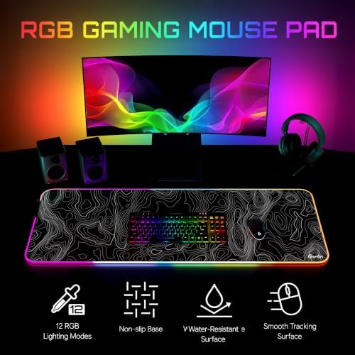 Gerlos RGB Gaming Mouse Pad, Large LED Desk Mat for Gamer, 31.5" x 11.8" - Image 2