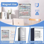 7 Tier Magnetic File Holder, No Drilling Wall File Organizer for File Cabinets Whiteboard Refrigerator,Office,Classroom, Hanging Paper Folder Holder, White - Image 3