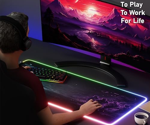 RGB Gaming Mouse Pad Large Extended Desk Mat 35.4x15.7in XXL XXXL Mousepad LED Light Up Keyboard Mat PC Gamer Desk Pad Gaming Accessories Extra Big Mouse Mat for Desk - Phantom Protocol - Image 3