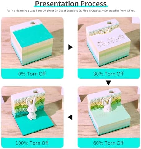 3D Memo Pad, 3D Calendar 2027, Time Piece Calendar, Tear-Off Calendars 2027, 3D Paper Carving Art Memo Pad, Art Carving Sticky Notes for Office Home Gifts Ornaments (Rabbit) - Image 6
