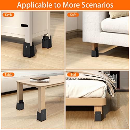 Furniture Risers 4 Inch with Adjustable Screw Clamp,4 Pack Beige - Image 6