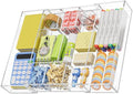 Marbrasse Acrylic Expandable Drawer Organizer, Clear Desk Drawer Organizer Tray with 5 Dividers, Desk Organizers and Accessories, 10 Adjustable Compartments for Office Supplies, Makeup & Vanity by Marbrasse