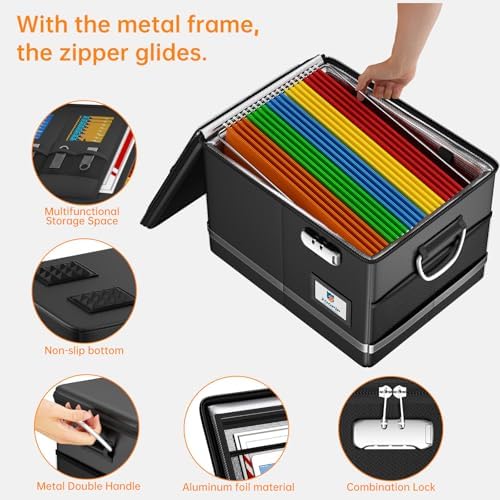 5200°F Fireproof Document Box, Foldable File Organizer with Lock - Image 5