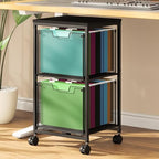 Sbanmao Rolling File Cart with 2 Storage Drawers, Mobile File Cabinet with Wheels, Hanging File Folder Organizer, Under Desk Storage, Printer Stand Utility Cart Filing Cabinet for Home Office,Black by shengbaomaoyi