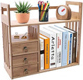 Bamboo Desk Book Shelf,Desktop Bookshelf Storage Rack Tabletop Standing Organizer Bookshelf with 3 Drawers,Freestanding Desk Bookcase for Home Dormitory Offices (Natural) by Oiveinya