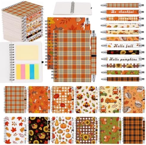 Fall Notebooks with Pens Bulk, 24 Sets, 5.5 x 4.7 Inch, Festive by Culudea