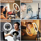 UBeesize 10.2" Ring Light with Overhead Phone Mount, LED Selfie Light with Stand and Phone Holder, Desk Light for iPhone, Desk Tripod for Video Recording, YouTube, TikTok, Live Stream, Cooking, Vlog - Image 2