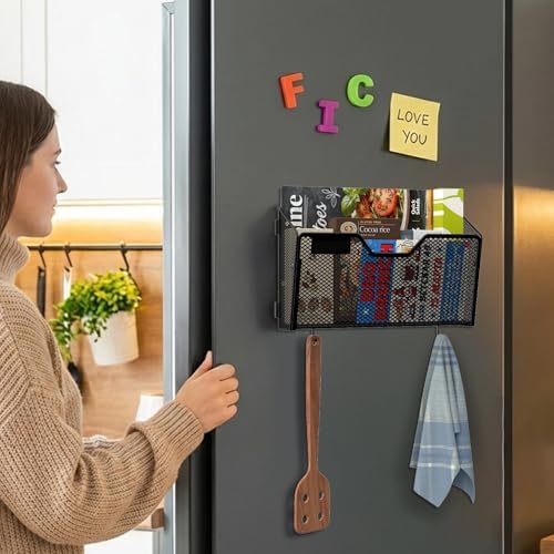 6 Pack Magnetic File Holder with Hooks and Labels, Black - Image 6