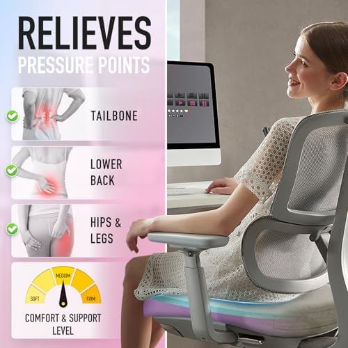 SUNROX Cooling Gel Memory Foam Chair Cushions, 2.6" Thick U-Shaped Dual-Layer Comfort Dining Chair Pads, Non Slip Seat Cushion with Ties for Indoor Kitchen Office 17"x16" Set of 8, Aqua Pilea Notata - Image 5