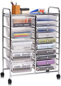Giantex 15 Drawer Rolling Storage Cart Tools Scrapbook Paper Office School Organizer, Clear by Giantex