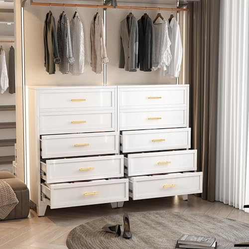 Ckzbx Metal Dresser Under Desk Metal Filing Cabinets, 53.54" H Drawer Chests of Drawers for Office, Garage (5 Drawers White 31.5inch Wide) - Image 6