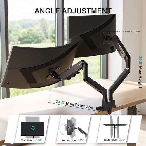 WALI Adjustable Dual Monitor Arm for 13-43 inch Screens, 22 lbs per Arm - Image 5