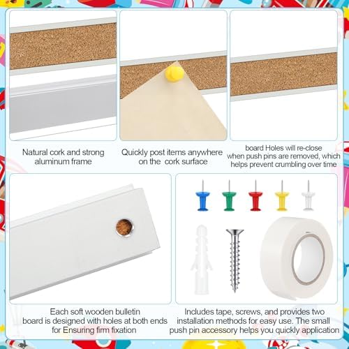 Threehoney 15 Pcs Cork Strips 36"x1" Bulletin Bar Strip, Aluminum Wall Trim - Image 3