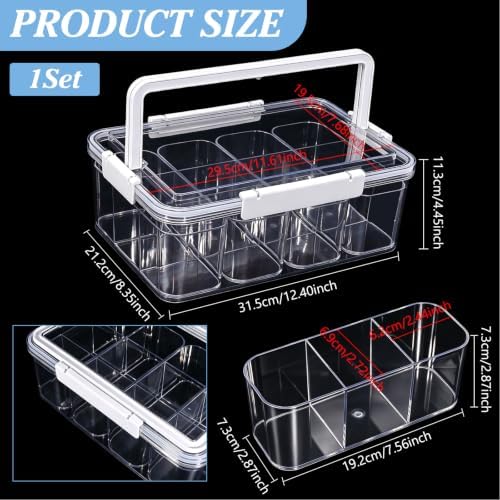 Large Cable Storage Box with Lid Clear Power Cords Organizer 4 Adjustable Dividers Case Desktop Cable Management Box for Home Office Phone Charger Art Crafts Stationery (White) - Image 2