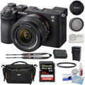 Sony a7C II Mirrorless Camera with 28-60mm Lens | Black Bundle with 64GB Memory Card + 40.5mm UV Filter + 5-Piece Camera Cleaning Kit + Battery Charger + Cloth + Camera Case (7 Items) by Unknown