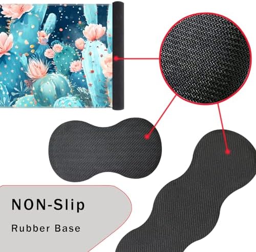 Keyboard Wrist Rest and Mouse Pad with Wrist Support Set Ergonomic Coaster,Memory Foam,Easy Typing Pain Relief,Large XL Desk Mat 31.5"x 11.8",Cute Cactus - Image 3
