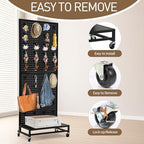 Eastern Tree Metal Pegboard Display Stand 2'x 5'with Base Plate, Pegboard Panels Display with Wheels, Peg Board Display Rack, Standing Pegboard Display with 30 Hooks - Black - Image 3