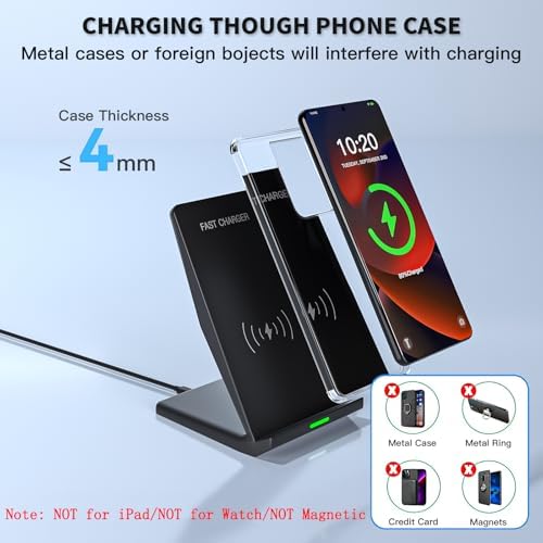 Wireless Charger Station,15W Desk Wireless Charging Stand 20W USB C Adapter for Apple iPhone 17 Pro/17/17/Air/16 Pro/16E/16 Plus/15/14/13,Samsung Galaxy S25/S24/S23/S22/Z Flip Fold/Note 20,Google etc - Image 7