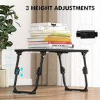 Lap Desk for Bed Adjustable Height, Foldable Bed Table with Storage Drawer, Tablet Slot & Cup Holder, Portable Laptop Stand for Bed & Sofa, Bed Desk for Adults & Kids, Black - Image 2