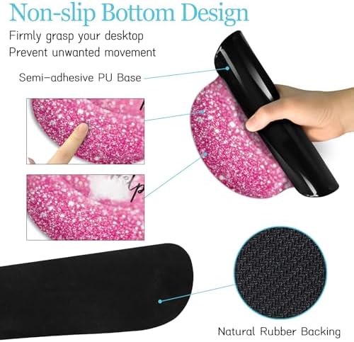 LIMKRIAN Pink Ergonomic Mouse Pad Set, Large Desk Matt for Desktop Decor - Image 5