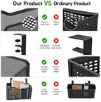 2 Pcs Desk Side Storage Organizer, Mesh, Metal 2-IN-1, Hanging, Black - Image 4