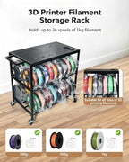 Small 3D Printer Stand Cart with Outlet, Wheels & Filament Storage Rack - Image 6