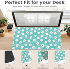 Turquoise Daisy Office Desk Mat 31.5" x 15.7" Desktop Mat PU Leather Large Mouse Pad White Mousepad Non-Slip Table Mat for Girls, Women, Home, Work, Computer, and Gaming - Image 3