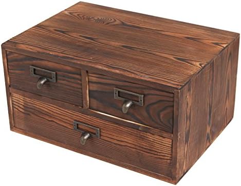 MyGift Wooden Desk Organizer with Drawers, Dark Brown Wood Desktop Storage Cabinet with 3 Drawers for Office Supplies, Sewing Kits and Accessories by MyGiftHome