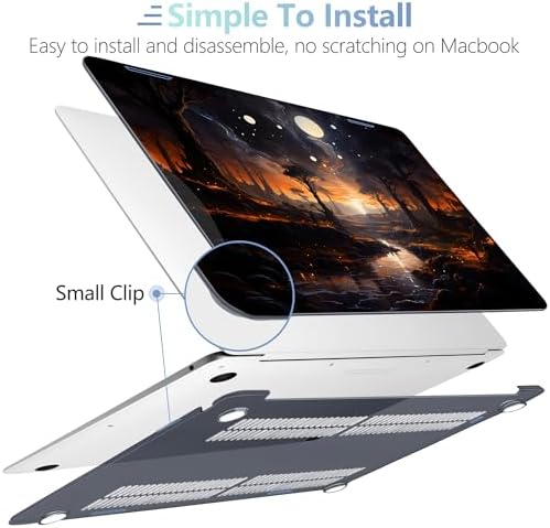 MEEgoodo for MacBook Air 13.3 inch Case 2021 2020 2019 2018 A2337 M1 A2179 A1932, Laptop Shell for MacBook Air M1 with Keyboard Webcam Cover & Trackpad Film & Type C Adapter,Fantasy Night Landscape - Image 4