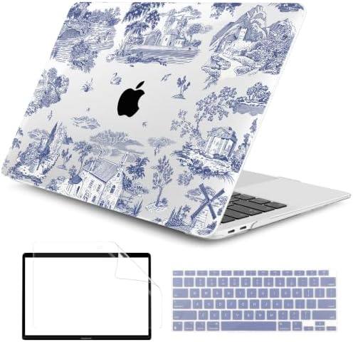 DONGKE Case for MacBook Air 13 Inch (2021-2018 Models A2337 M1/A2179/A1932), Toile Pattern Hard Shell Case with Keyboard Protector, Compatible with Retina Display and Touch ID by DONGKE