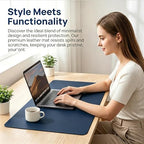 Large Mouse Pad, Non-Slip PU Leather Desk Blotter, Leather Desk Pad Protector, Waterproof Laptop Desk Writing Pad for Desktop, Office Desk Mat, Office Desk Matfor 15.5" x 40", Navy Blue - Image 7
