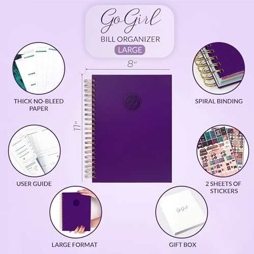 GoGirl Budget Planner & Monthly Bill Organizer with Pockets, Purple - Image 2