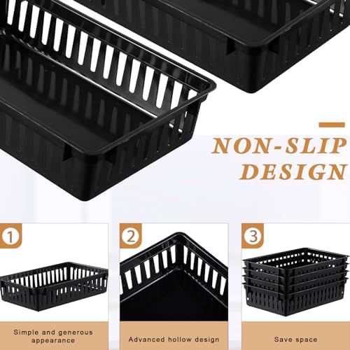 Wenqik Set of 12 Small Plastic Baskets for Organizing, Black - Image 4