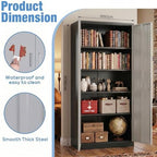 SUXXAN 71-Inch Metal Garage Storage Cabinet with Locking Doors,Black-Grey - Image 4
