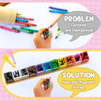 11 Pcs Pencil Shaped Crayon Organizer with Stand,Standard - Image 4