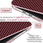 DONGKE Case for MacBook Pro 13 Inch (2026-2020 Models A2338 M2 M1/A2251/A2289), Burgundy Polka Dots Hard Shell Case with Keyboard Protector, Compatible with Retina Display and Touch Bar - Image 3