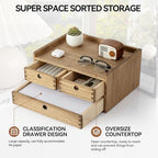 KIRIGEN Wooden Desk Organizer with 3 Drawers and Top Shelf Brown DT2D3C-DBR - Image 4